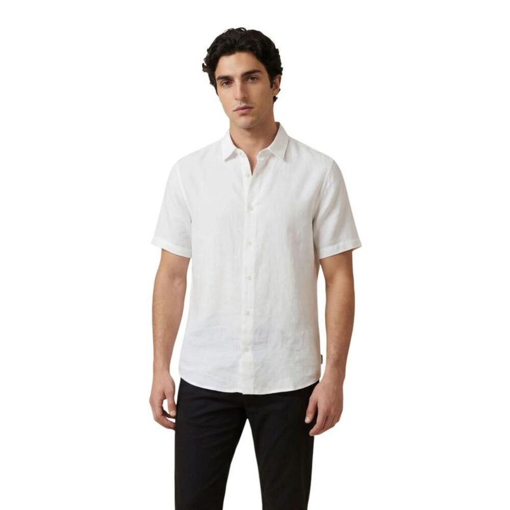 Armani Exchange White Linen Shortsleeve Men's Shirt